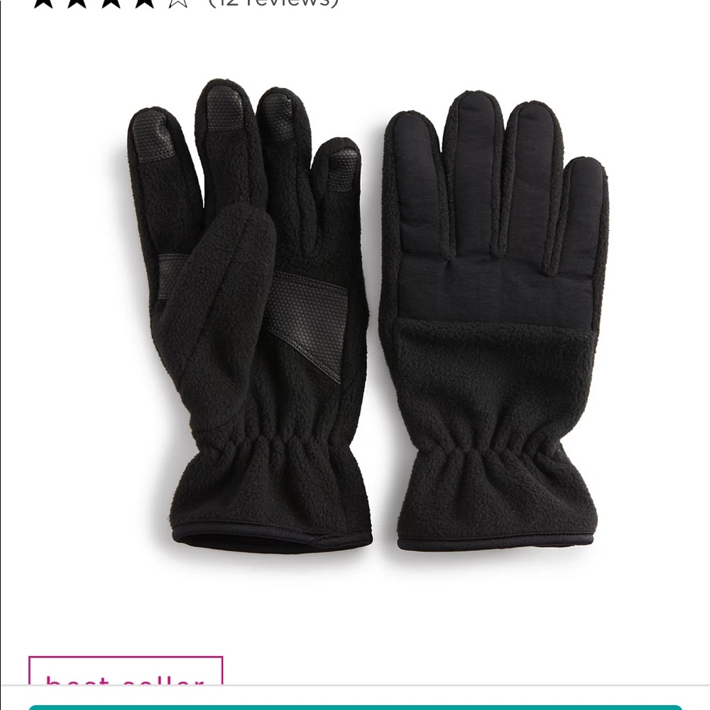 Tek gear 🆕men’s black micro fleece gloves.